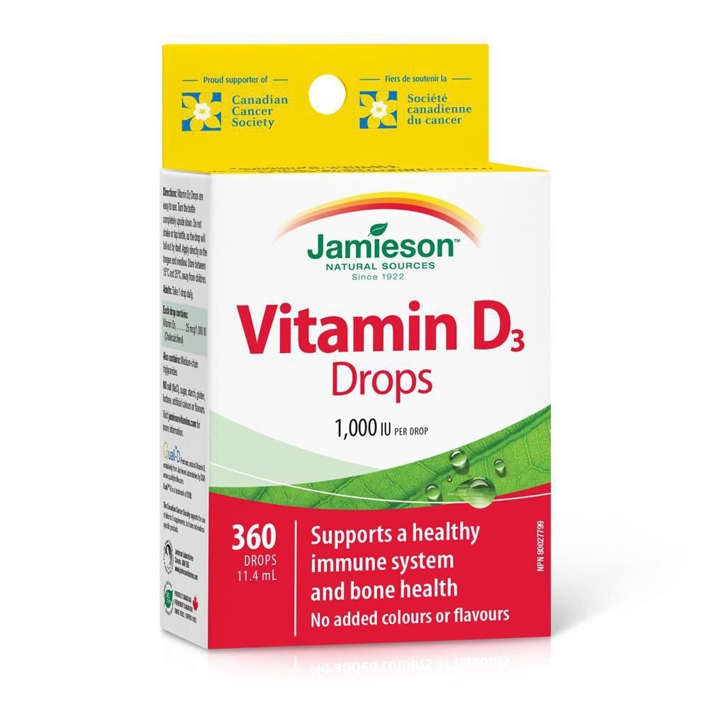 QTY: 4), Jamieson Vitamin D3 1,000 IU 11.4 mL 360 drops, Exp25OC