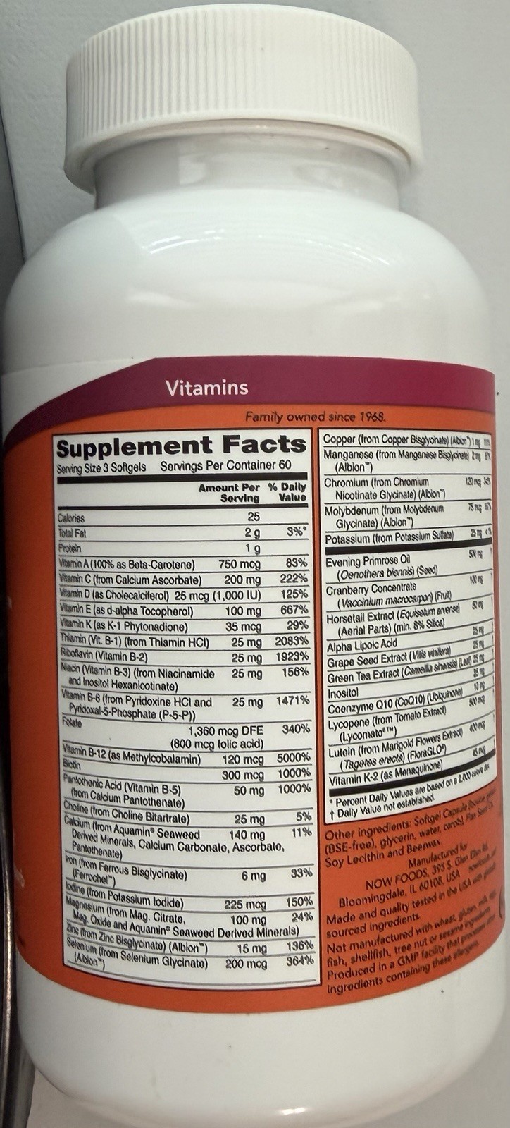 NOW Foods Supplements, Eve™ Women’s Multivitamin Evening Primrose 180 Softgels