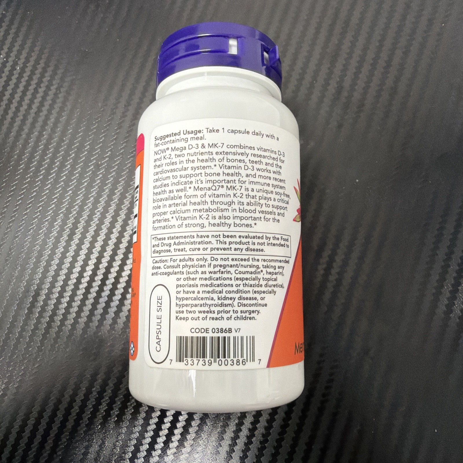 Now Foods Mega D3 & MK-7, 5000 IU/180 mcg. 120 Capsules, Exp 12/2027.