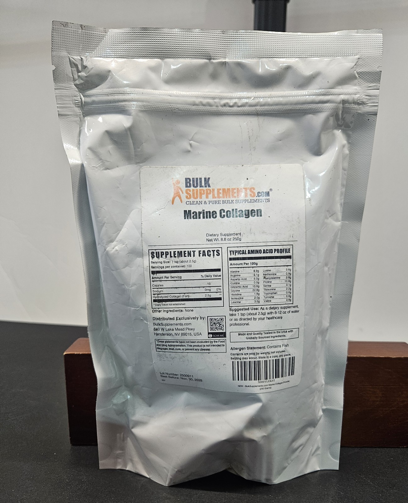 BulkSupplements Marine Collagen (Fish) Powder 8.8oz – 2.5g per Serving