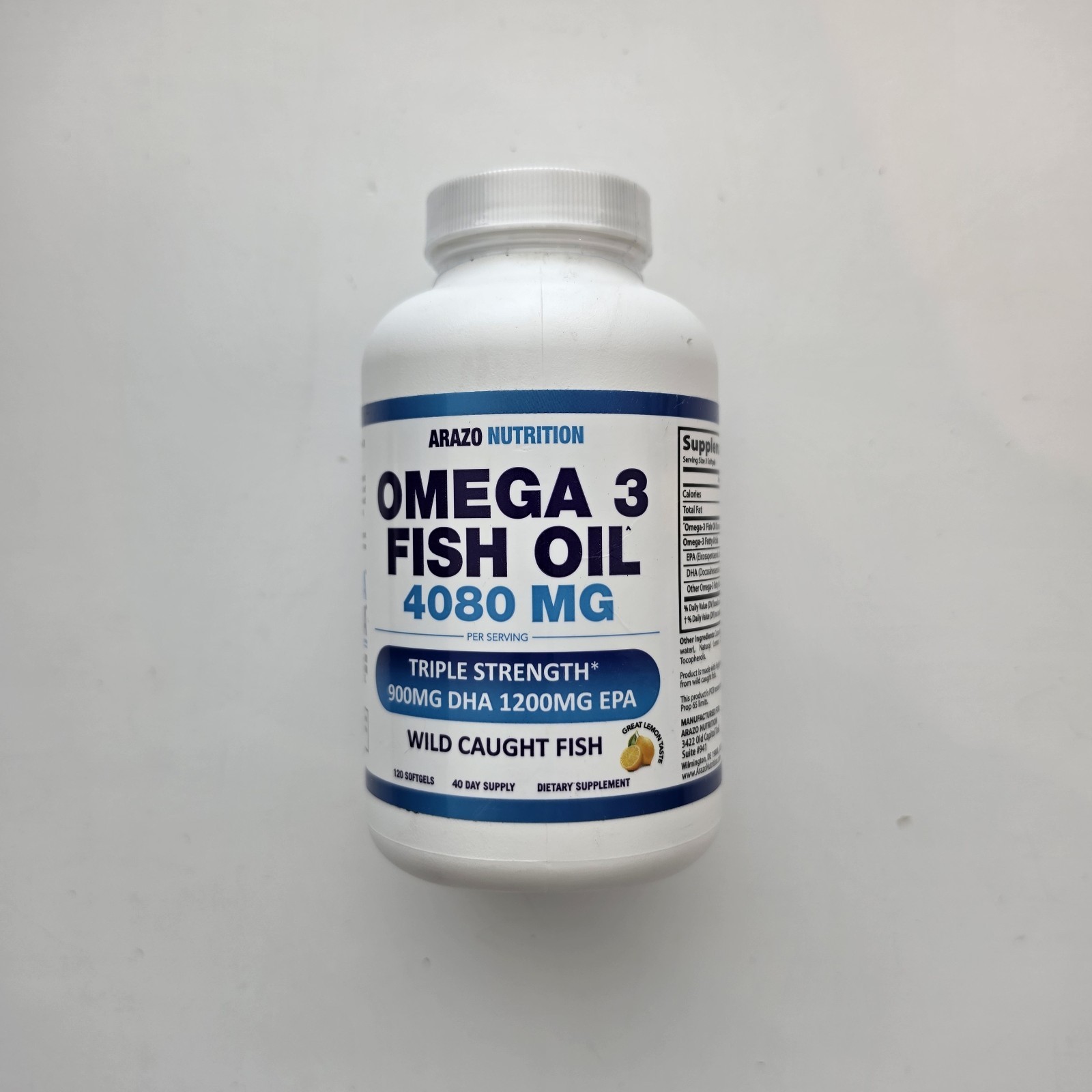 Arazo Nutrition – Wild Caught Omega 3 Fish Oil – 4080mg – 120 Soft Gels