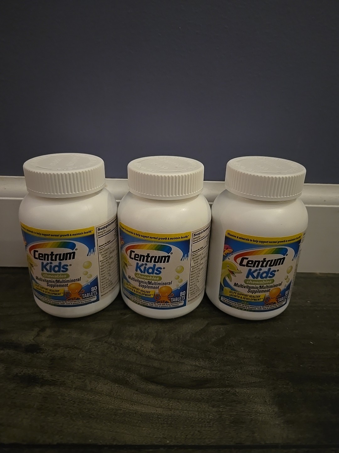 Lot Of 3 Centrum Kids Chewable Multivitamin 80 Count EXP 06/2026