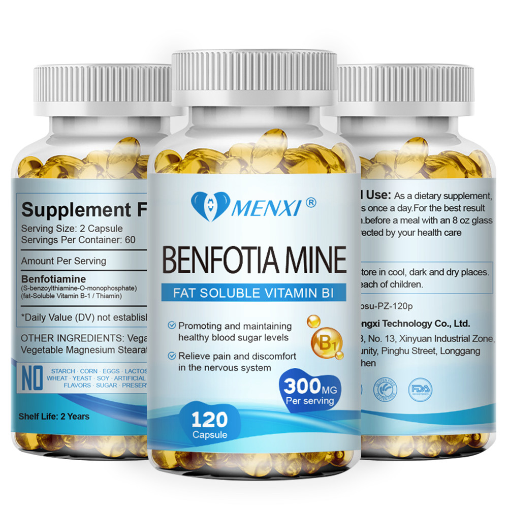 Benfotiamine Supplement 300mg 120 Capsules – Fat-Soluble Vitamin B1 (Thiamine)
