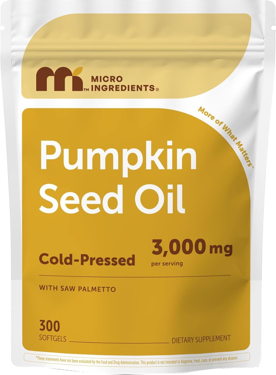Micro Ingredients Pumpkin Seed Oil with Saw Palmetto,300 Softgels | Cold Pr