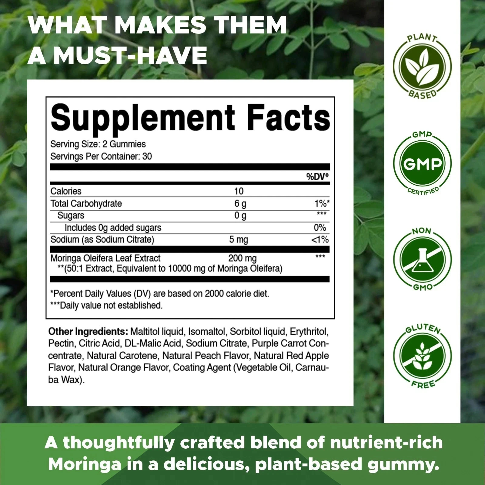Vitamatic Moringa Gummies – Sugar-Free Botanical Extract -60 count