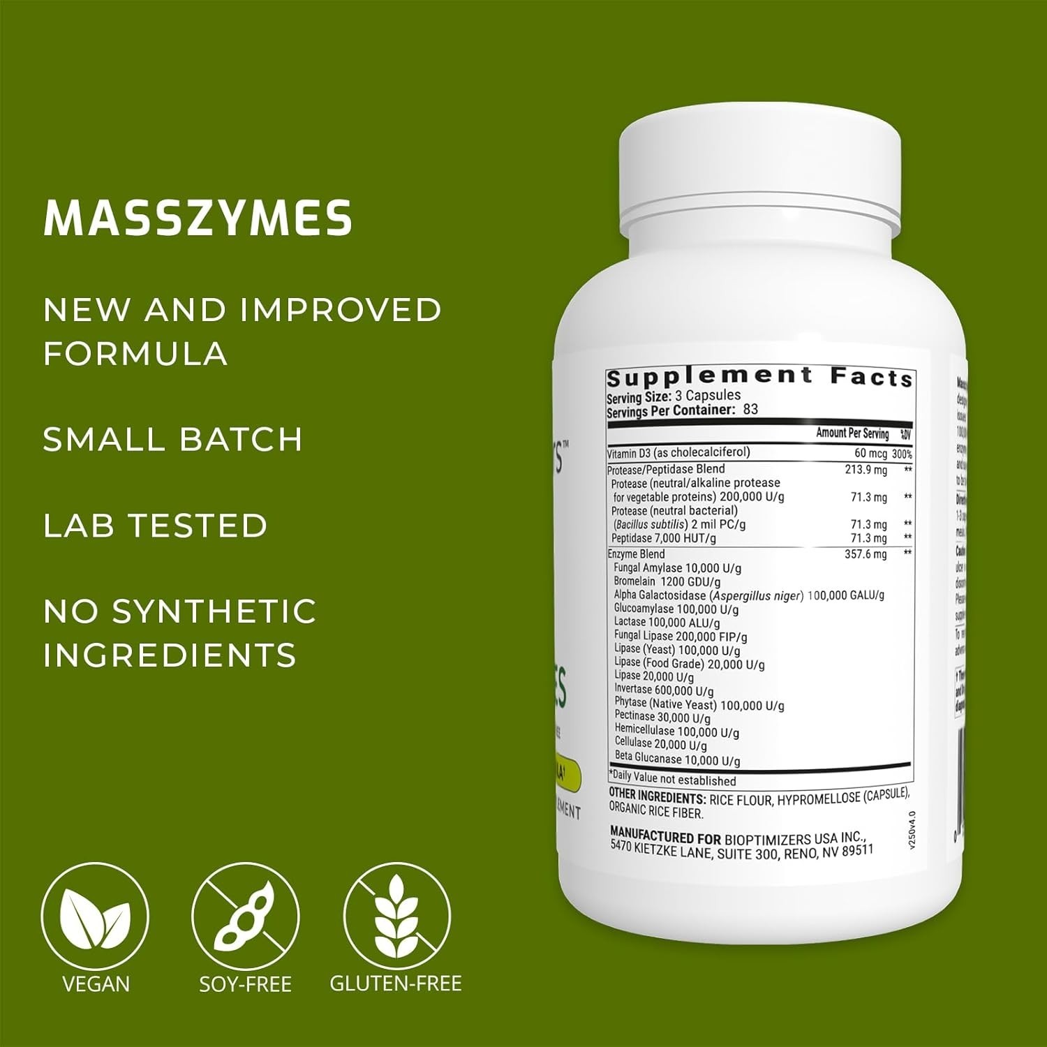 6 PK MassZymes 4.0 Complete Digestive Enzymes Supplement for Gut Health 1500 P