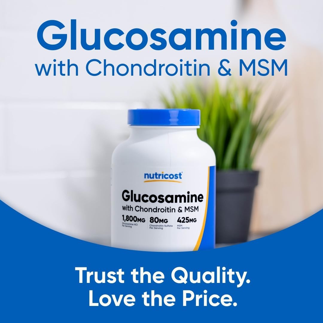 Glucosamine 1800mg with Chondroitin & MSM – 240 Tablets, Non-GMO, Gluten-Free