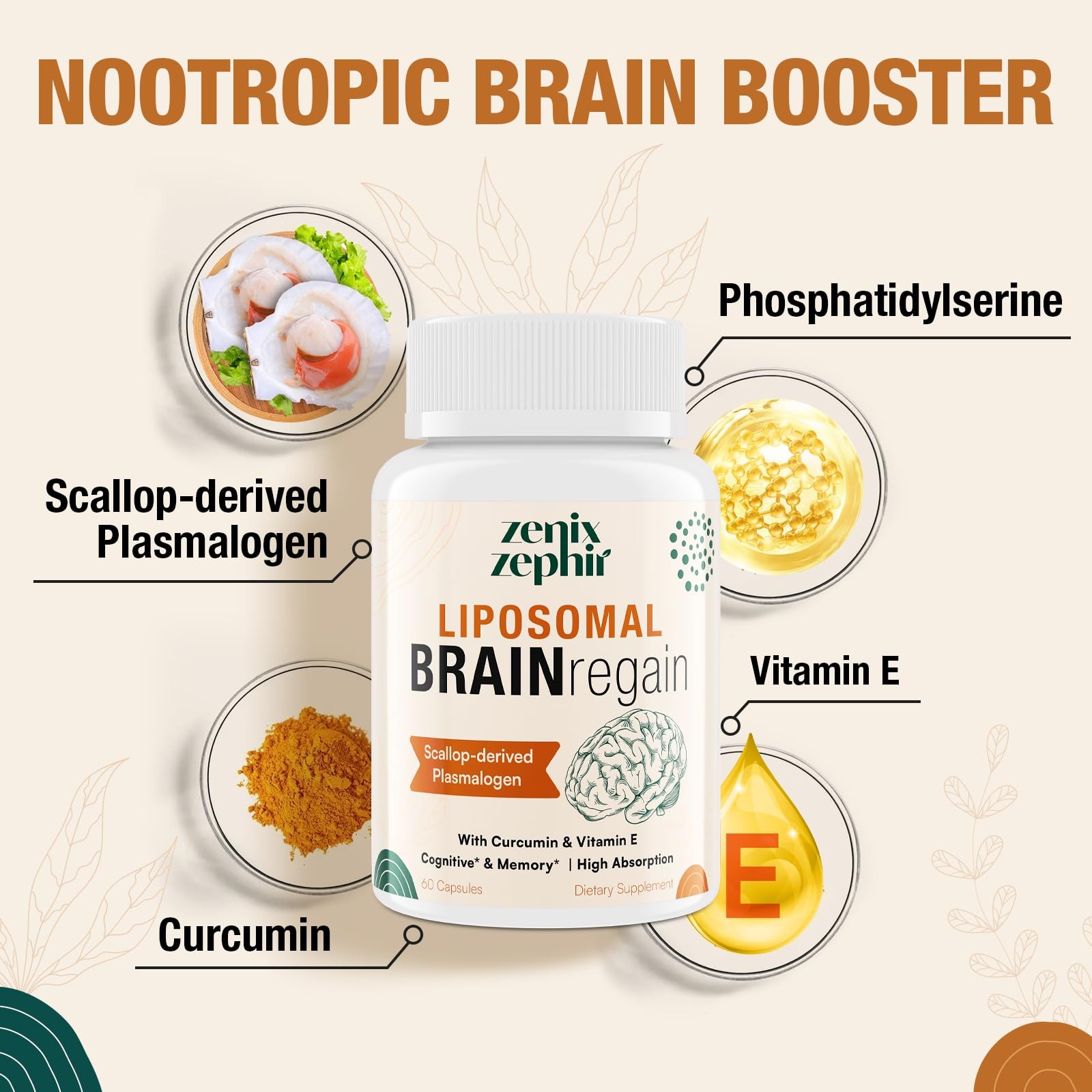 Liposomal Brain Supplements for Memory and Focus – Plasmalogen with Curcumin…