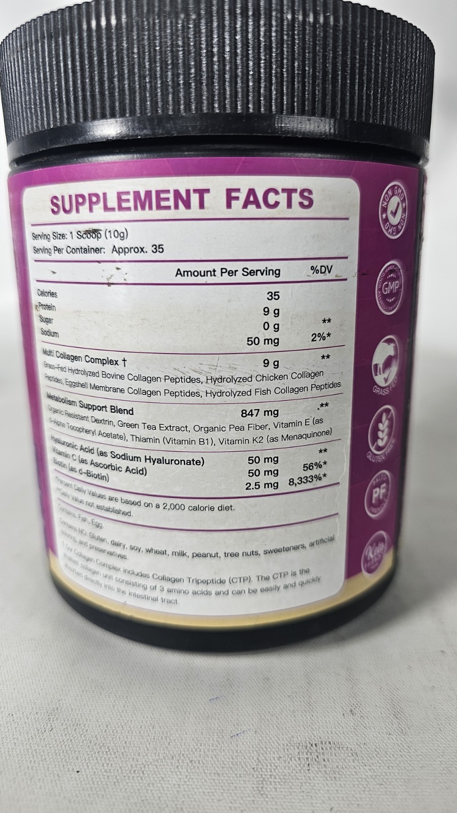Multi Collagen Peptides Powder 12.35oz Hydrolyzed Exp 08/2027