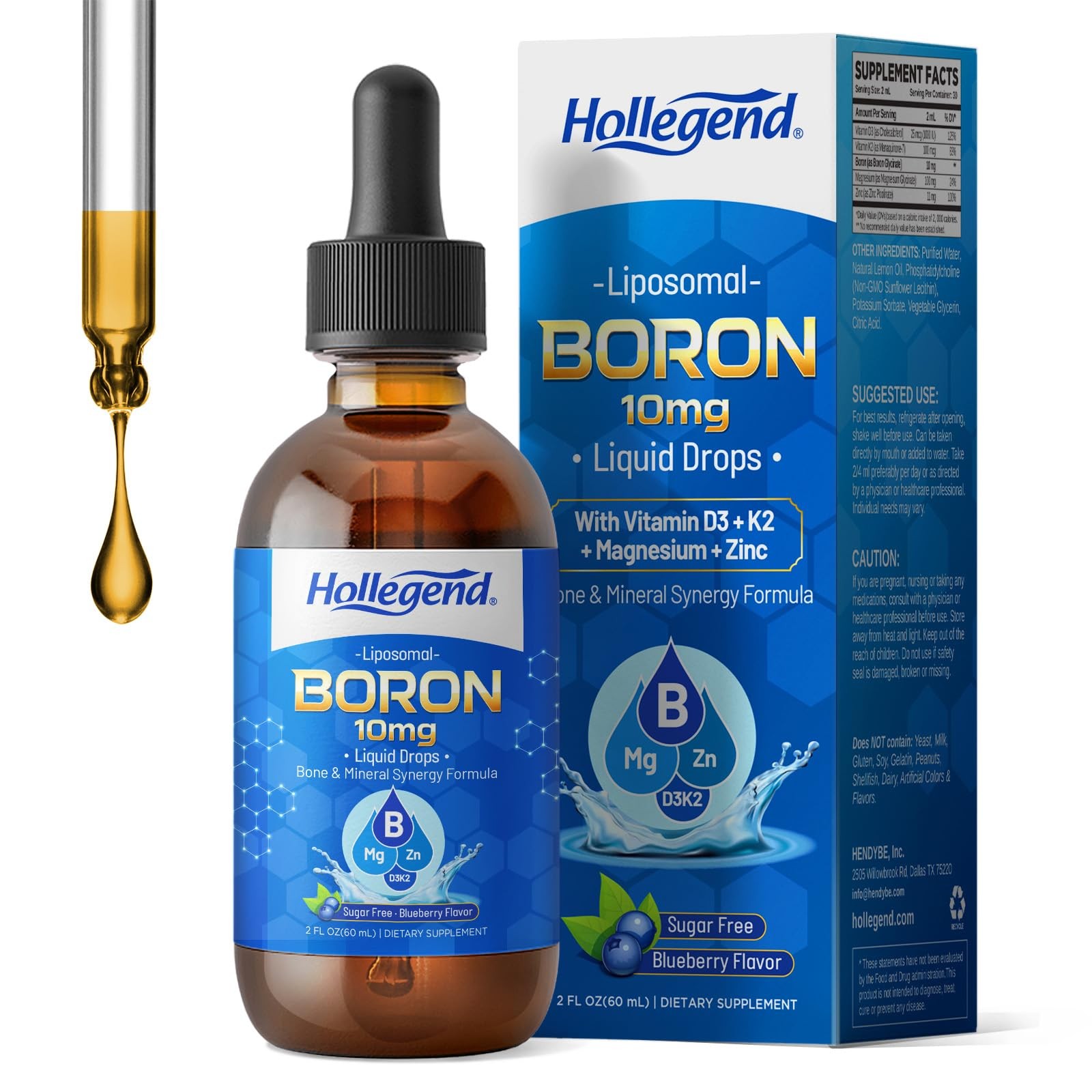 Liposomal Boron Liquid Drops, 10mg Glycinate 2 Fl Oz (Pack of 1)