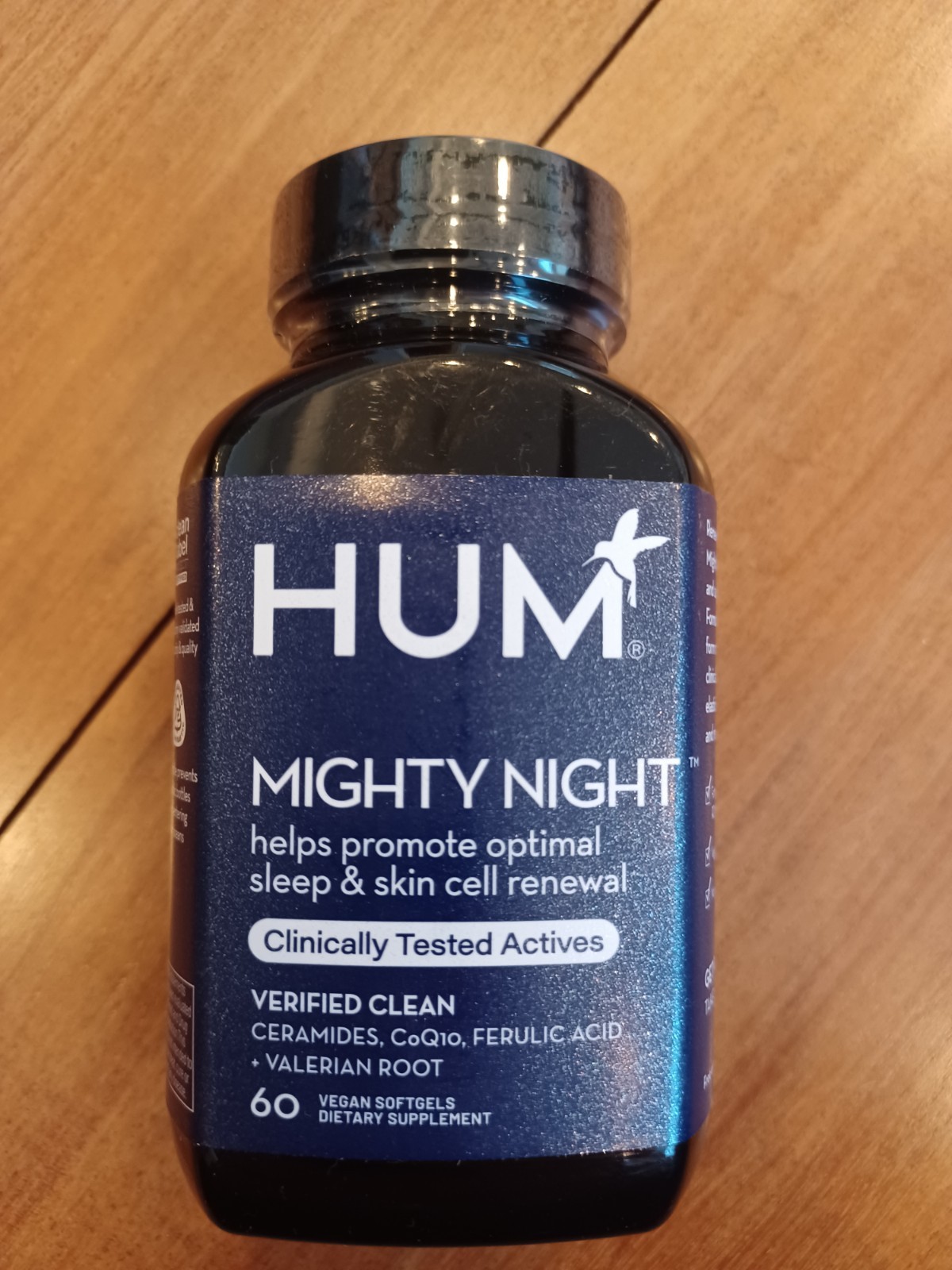 HUM Mighty Night Nighttime Sleep Supplement for Skin Care, CoQ10, Valerian Root