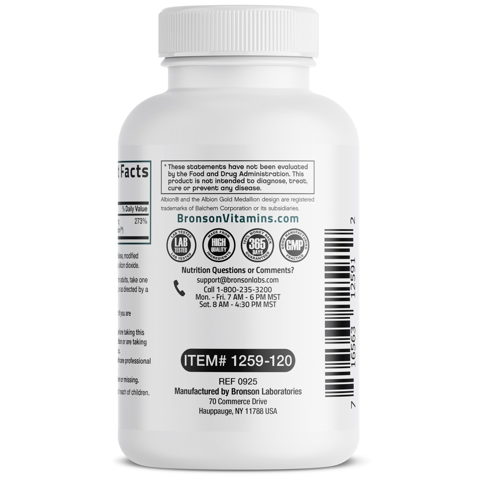 Bronson Zinc Glycinate 30mg Chelated Superior 120 Count (Pack of 1)