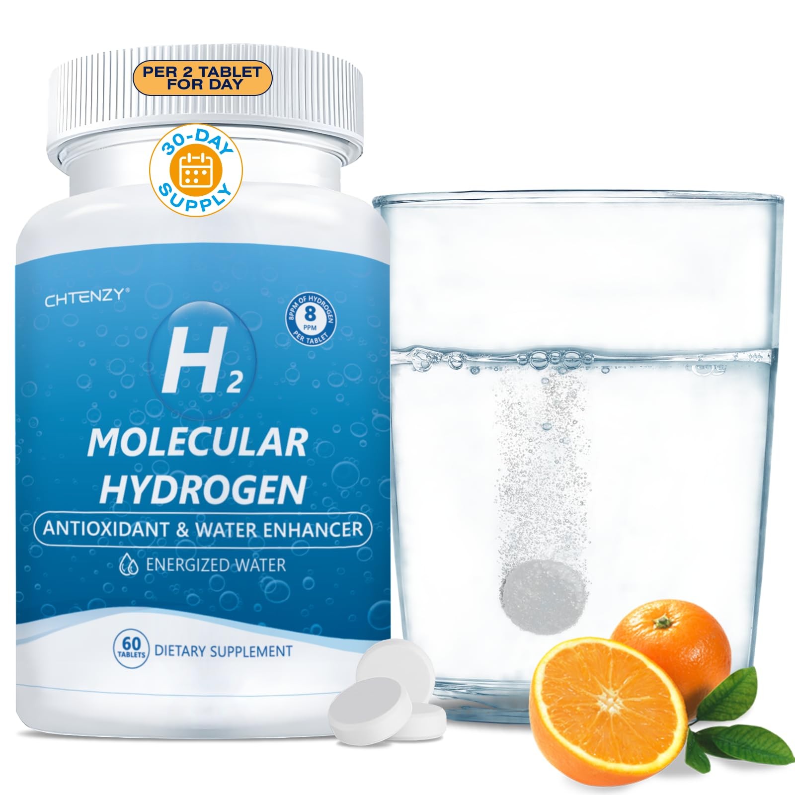 CHTENZY H2 Molecular Hydrogen Tablets for Drinking Water – 8ppm Hydrogen Tabl…