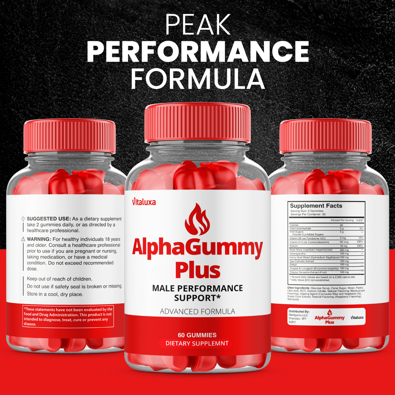 Alpha Gummy for Men Advanced Energy Performance Vitamin Supplement (60 Gummies)