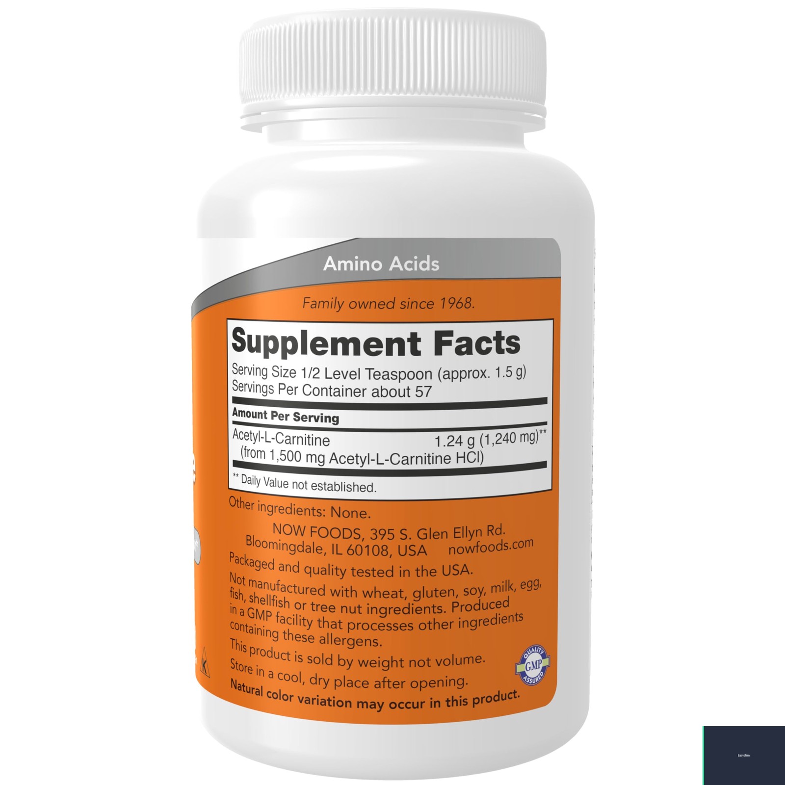 Acetyl-L-Carnitine Powder Supplement 3 Ounce Vegan Kosher Non-GMO