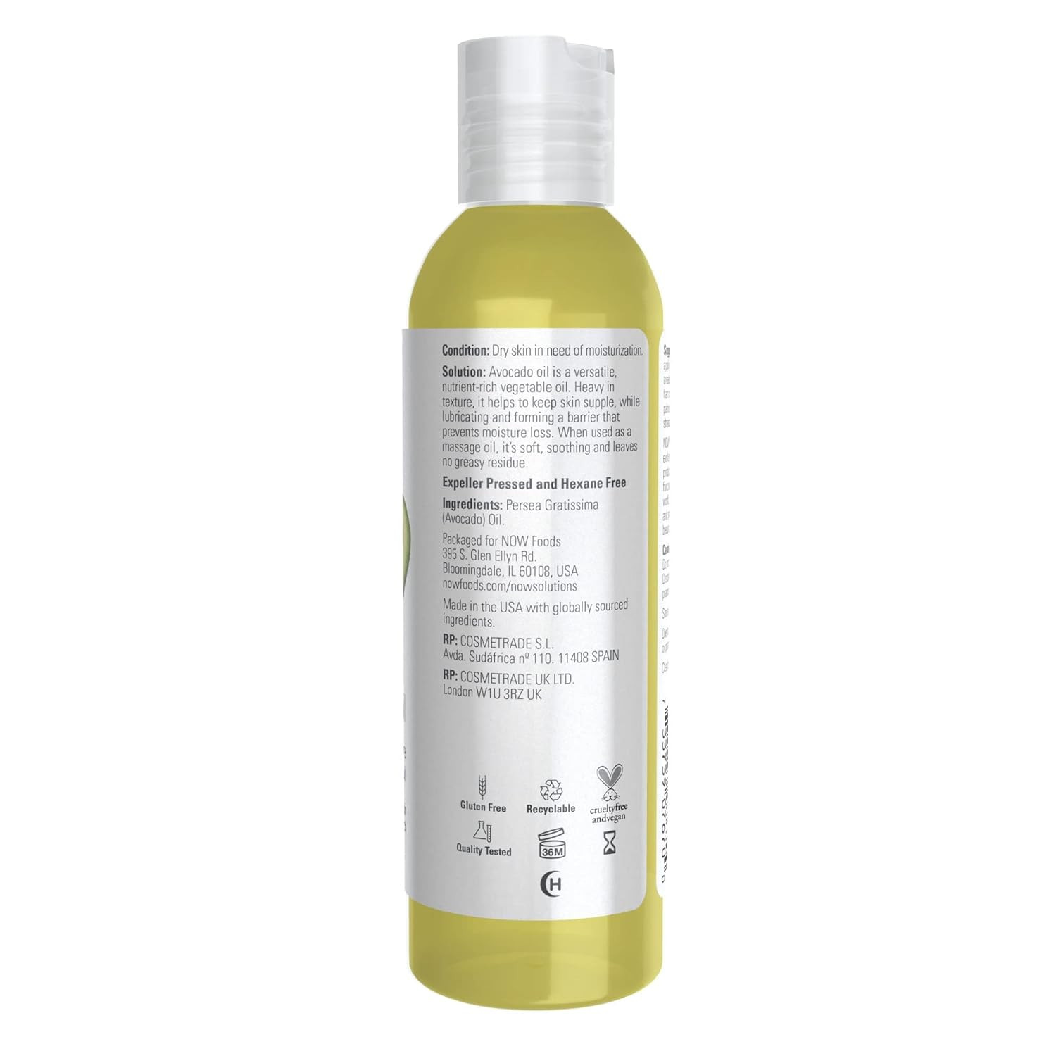 Now Solutions, Avocado Oil, 100% Pure Moisturizing Oil, Nutrient Rich, Hydrating