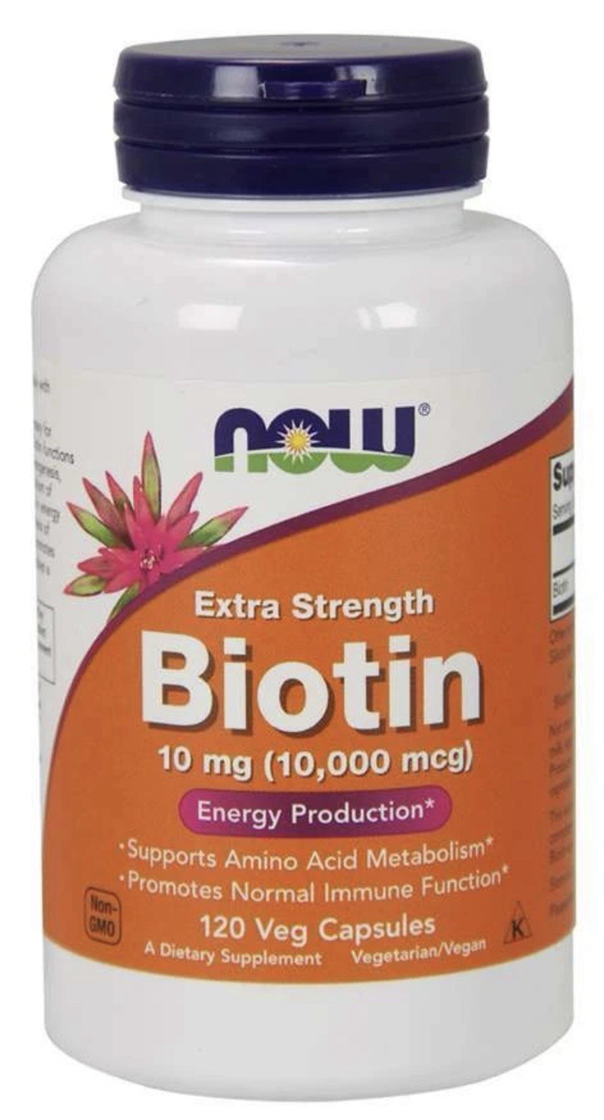 NOW Foods Biotin 10 mg 10,000mcg Extra Strength Veg Capsules 08/2028