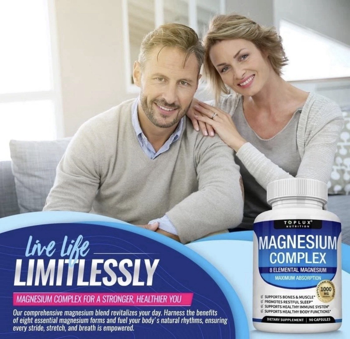 2 X. Toplux Magnesium Complex 8 Essential Magnesium Supplement 1000mg 90 Caps