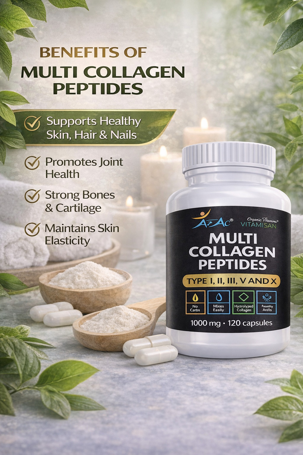 360 capsules Collagen Peptide skin nail colagen fort bones joint support 3