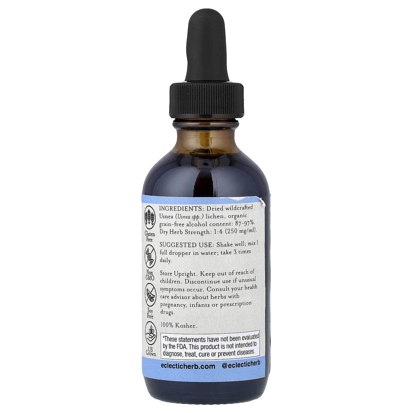 Eclectic Institute Usnea 2 fl oz 60 ml Dairy-Free, Gluten-Free, Organic,