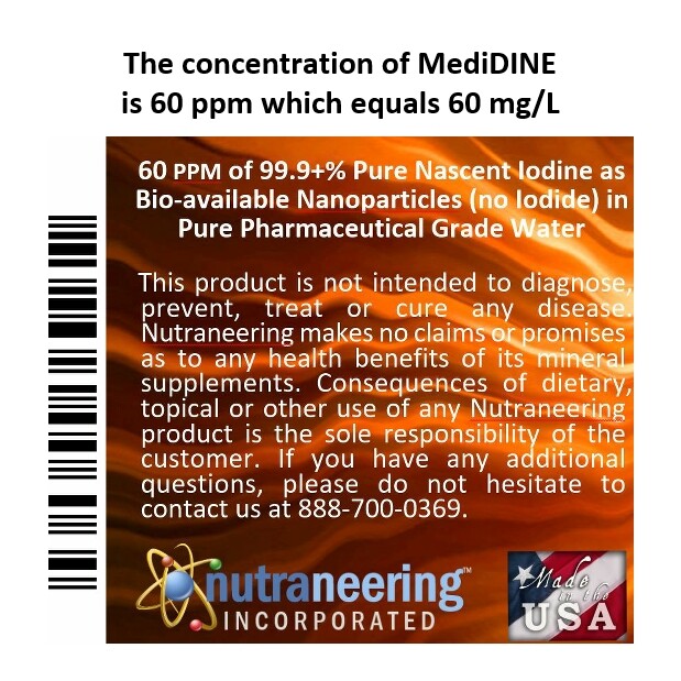 MediDINE™ Thyroid Booster True Nascent Free-Elemental I2 Iodine Nutrient: 1 Gal