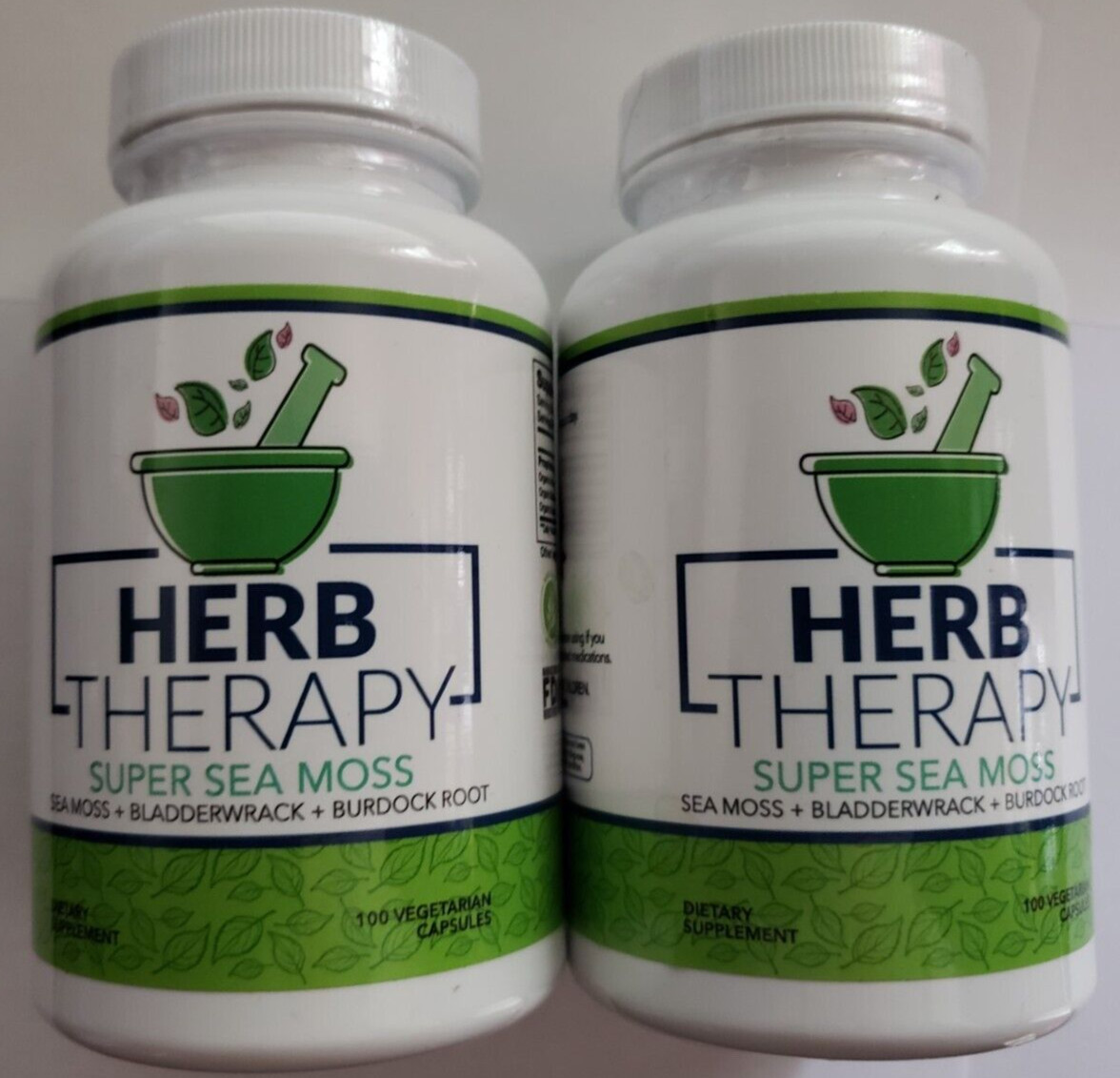 Qty 2 HERB THERAPY – Super Sea Moss – 100 Veg Caps x 2 – GMP Certified – 1/2025