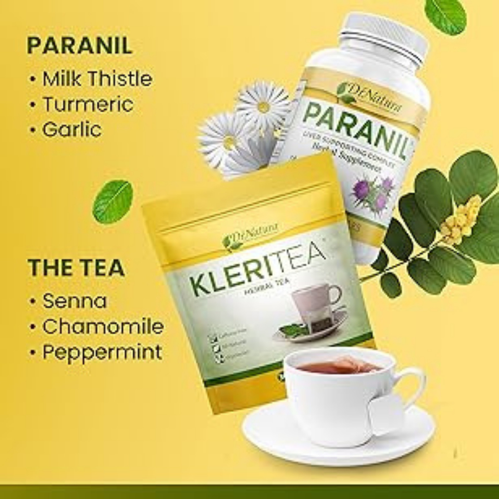 DrNatura Colonix Kit | 3-Part Herbal Detox Cleanse w/ Cleanser Paranil KleriTea
