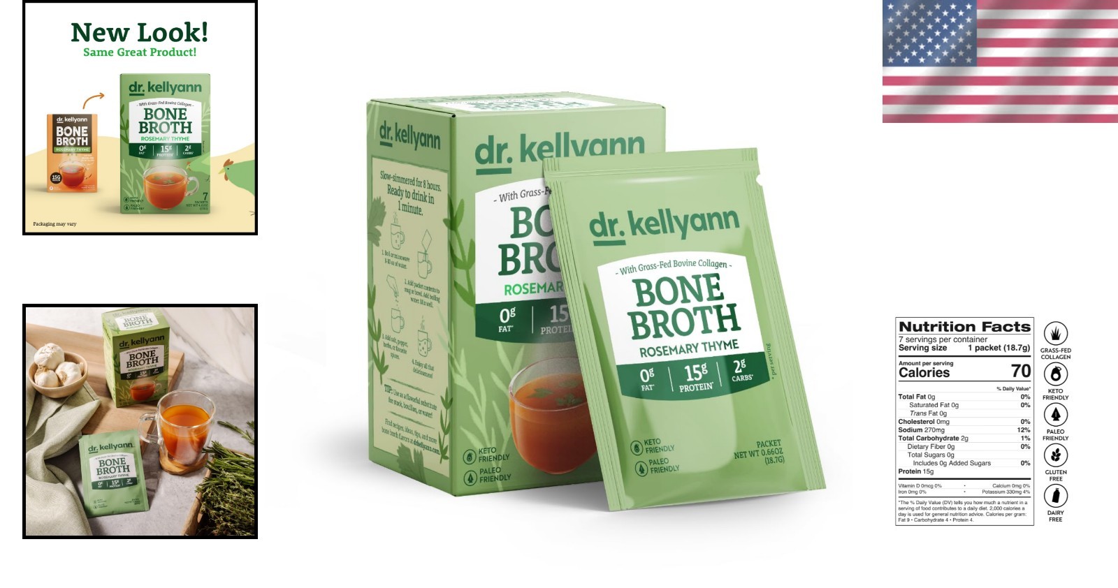 Quick and Tasty Rosemary Thyme Bone Broth Packets – 16g Protein & Nourishment