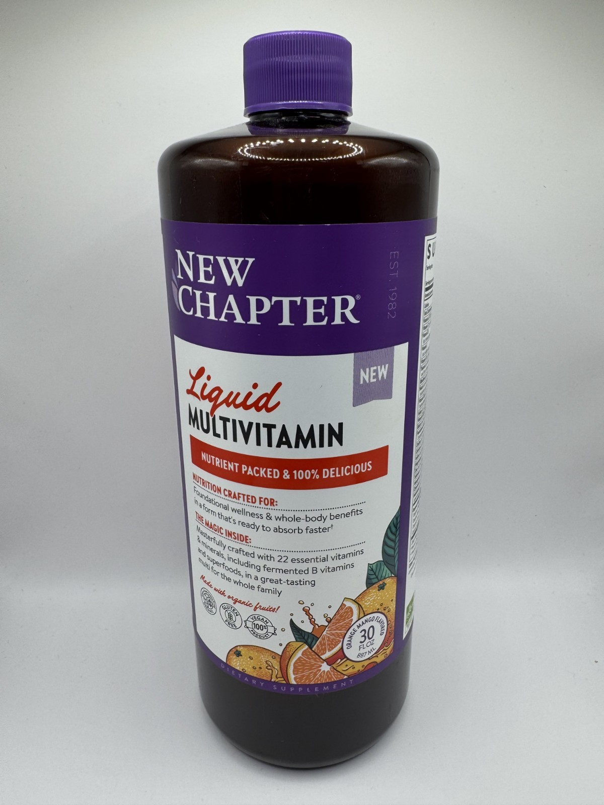 New Chapter Liquid Multivitamin Whole Food Supplement Orange Mango 30 fl oz