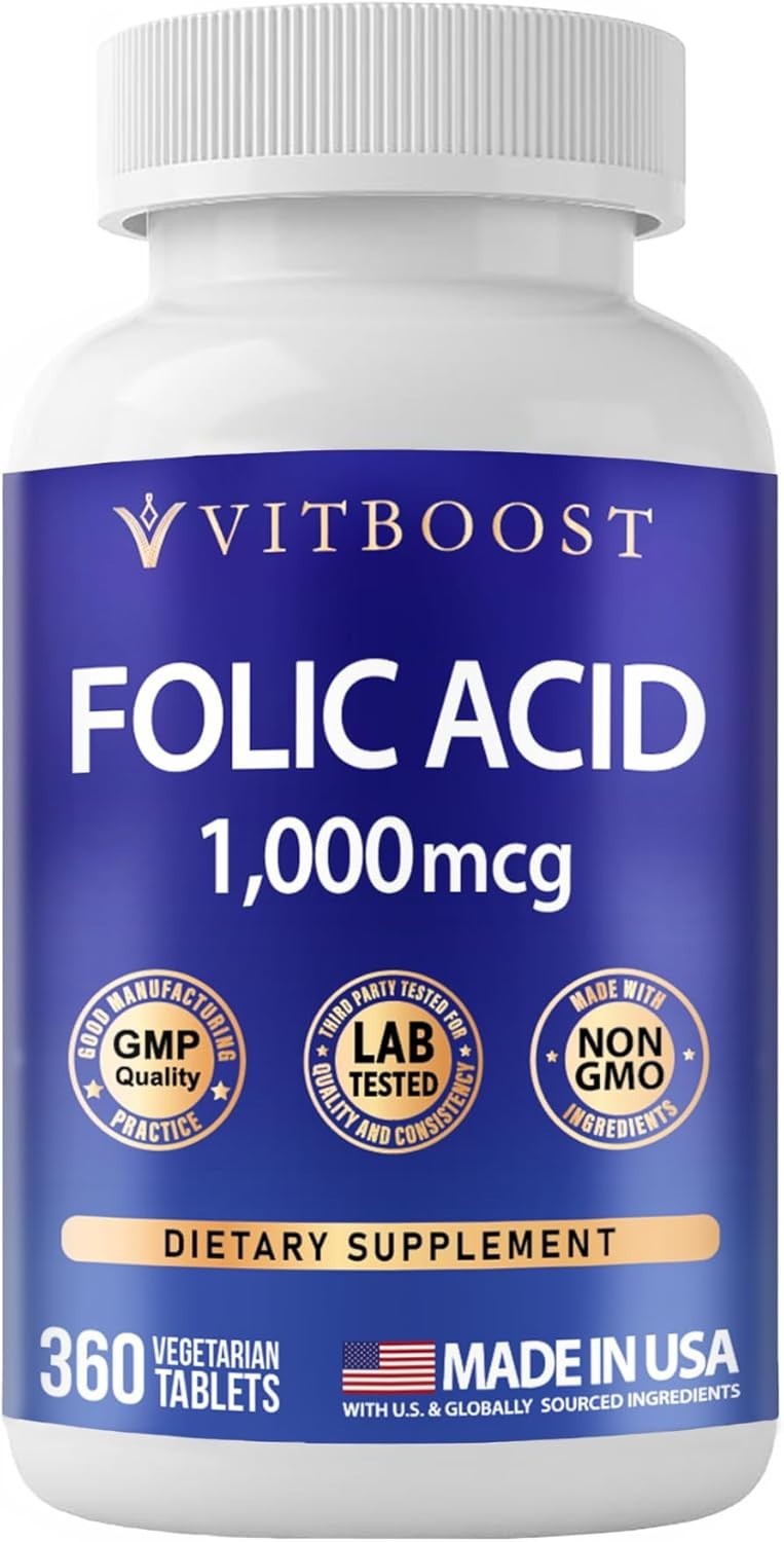 VITBOOST Folic Acid 1000 mcg (1667 mcg DFE) – 360 Tablets