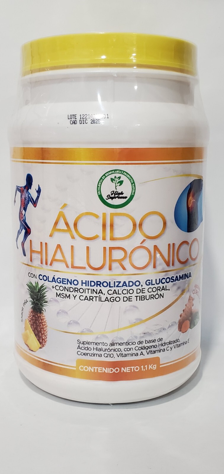 Hyaluronic Acid/Acido Hialuronico w/Hidrolized Colagen, { Pineapple } 1Kg Powder