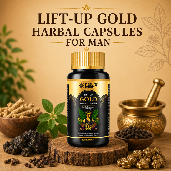 NATURE MANIA Lift-Up Gold Herbal Capsules for Stamina & Strength (60 Capsules)