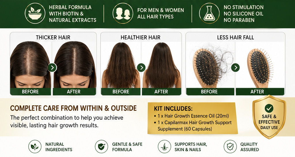 Hair Growth Support Kit Capilar Capsules & Herbal Scalp Oil for Thicker Hair