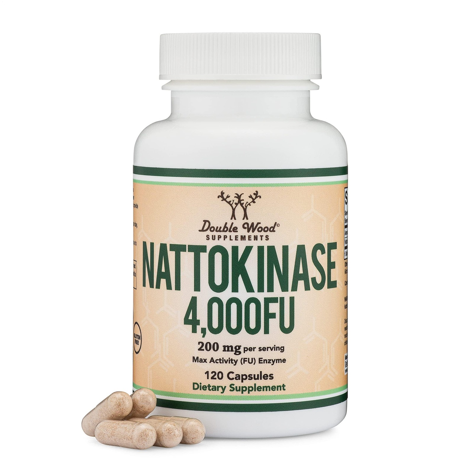 1pc Double Wood Nattokinase Supplement 4,000 FU Servings [120 Capsules/bottle]