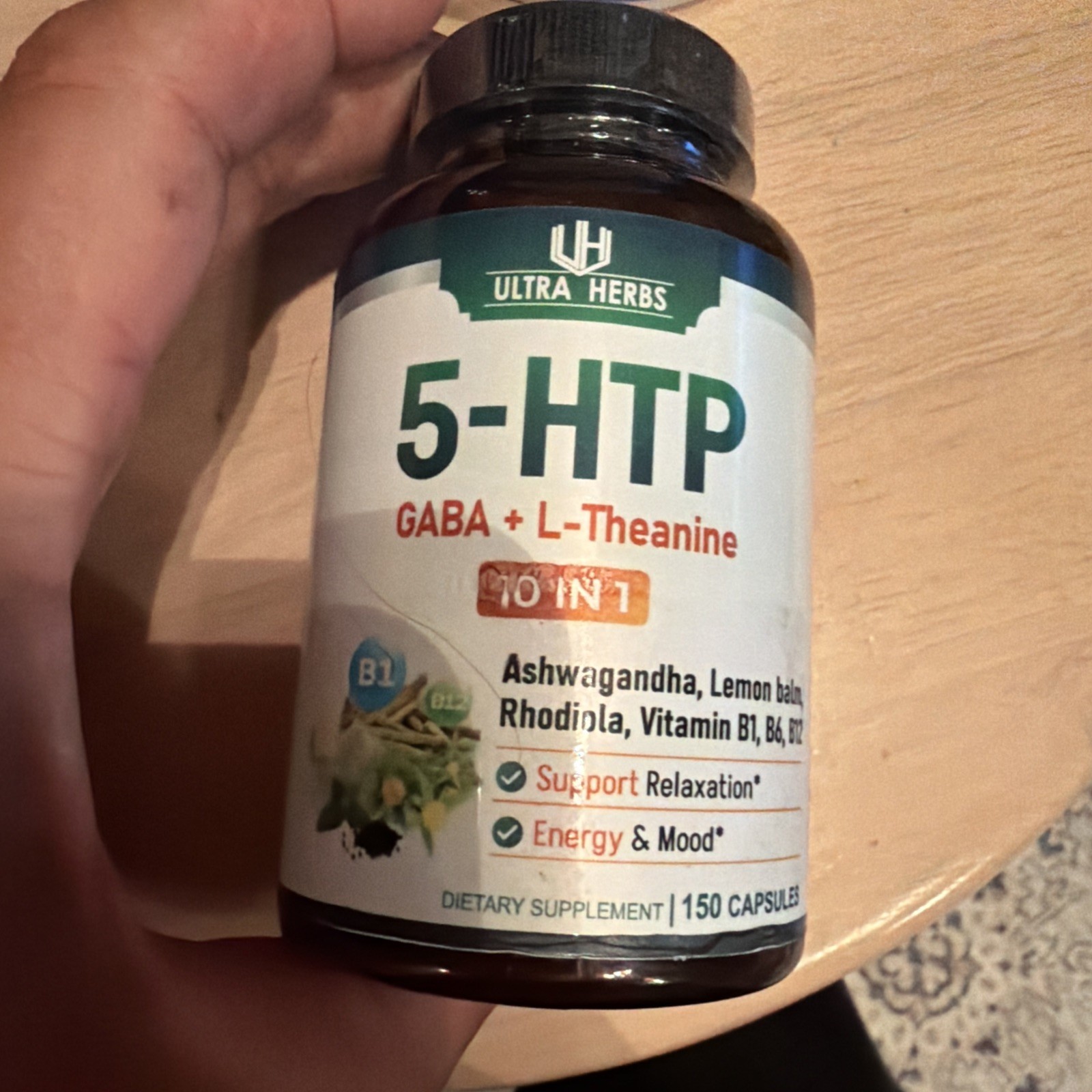 Ultra Herbsb5-HTP Gaba+L-Theanine 10 In 1. 150ct Exp 1/2028