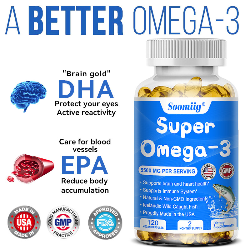 Omega 3 Supplements Brain Heart Health Support Immune 120 Softgels Non GMO