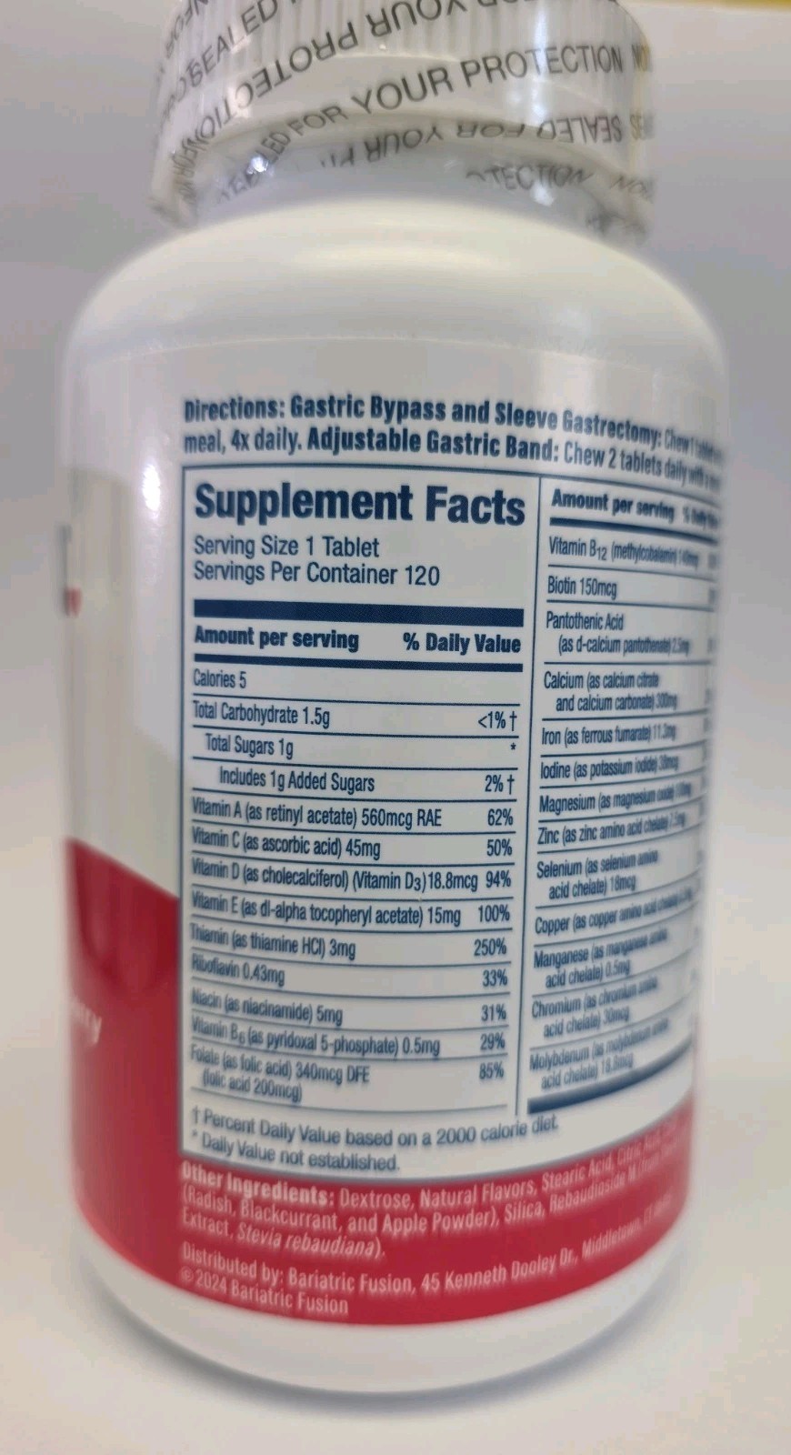 Bariatric Fusion Strawberry Complete Chewable Bariatric Multivitamin Iron 08/27