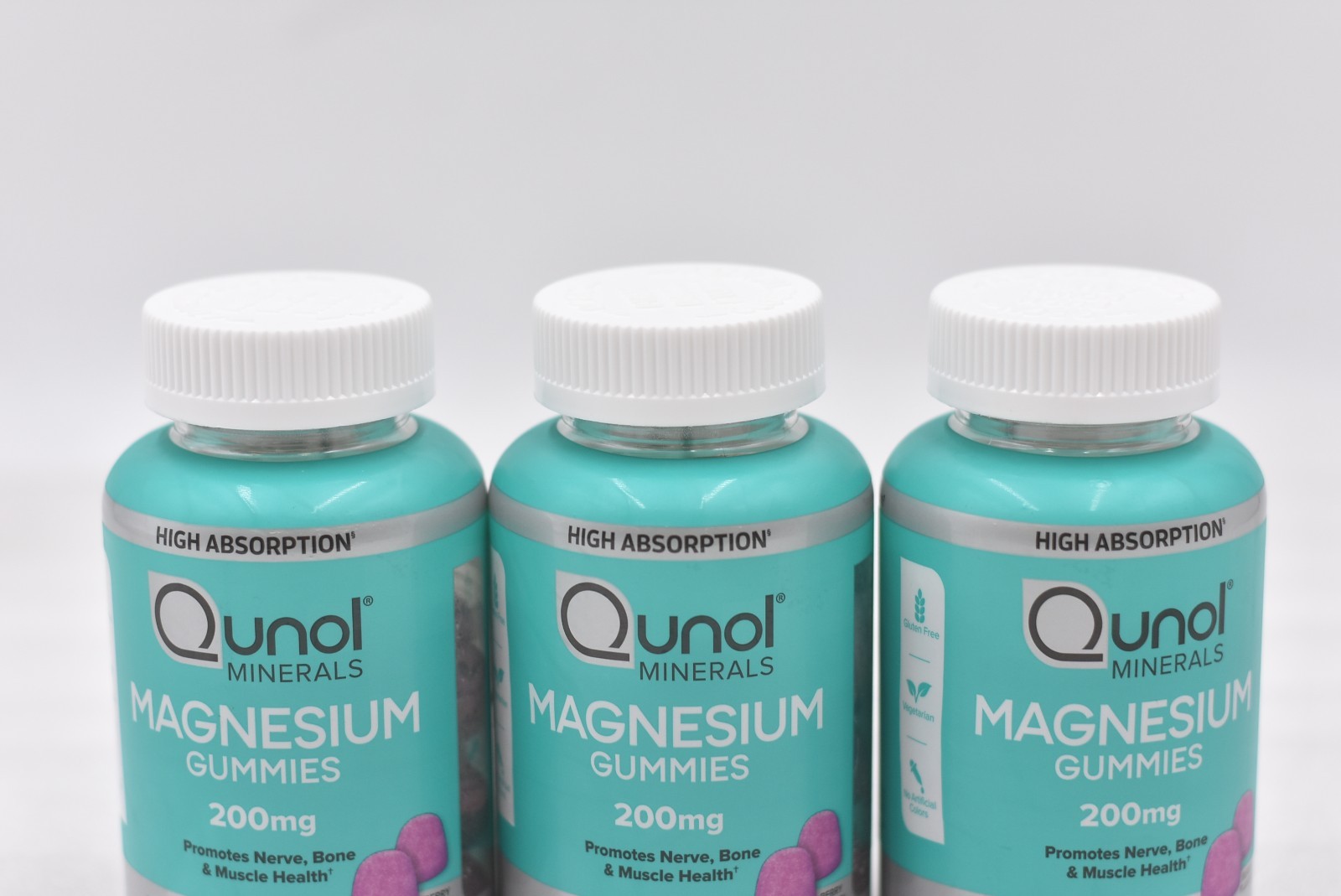 Lot of 3 Qunol Minerals Magnesium Gummies Berry Flavor 200mg EXP: 03/2026