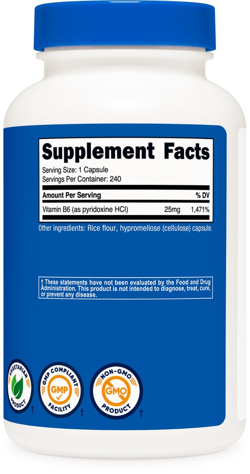 Nutricost Vitamin B6 (Pyridoxine HCl) 25mg, 240 Capsules