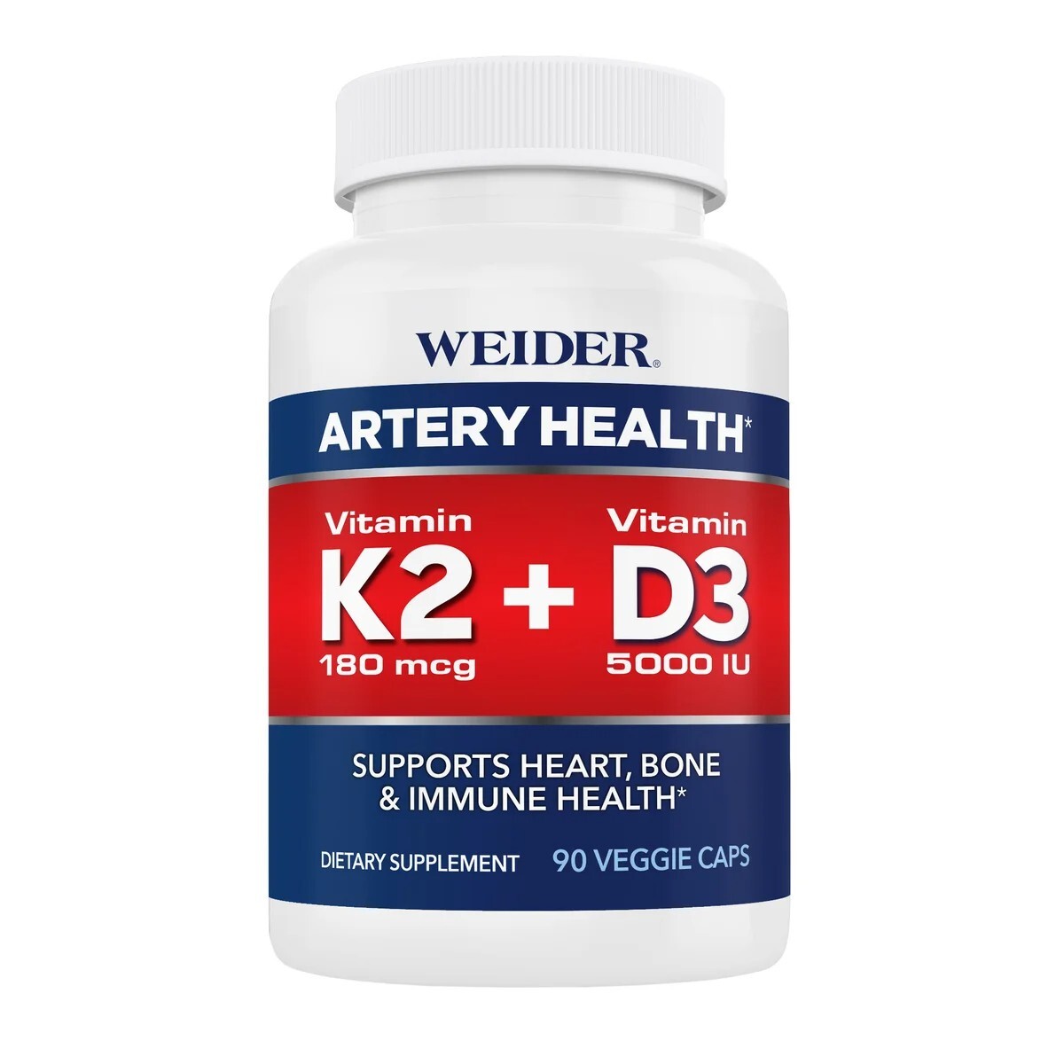 Weider Artery Health with Vitamin K2 Plus D3, 90 Veggie Caps – EXP 06/2026 New!