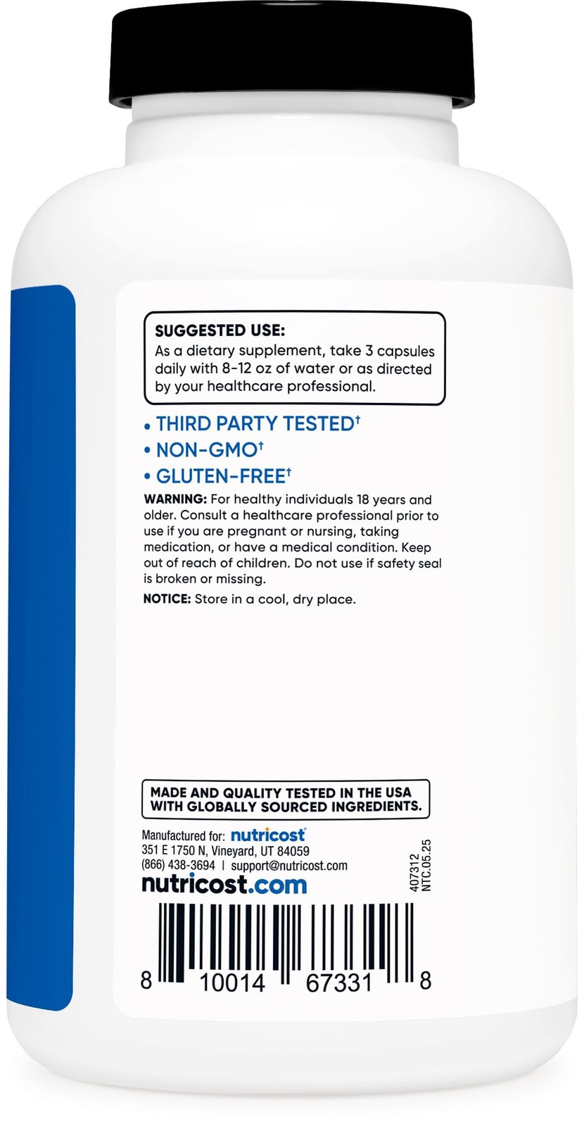 Nutricost Nitric Oxide Booster 2250mg, 180 Capsules – 180 Count (Pack of 1)