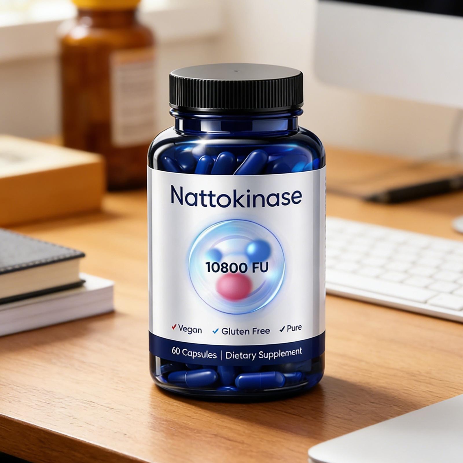 Advanced Nattokinase 10800 FU Organic Vegan Dietary Supplement 60 Capsules
