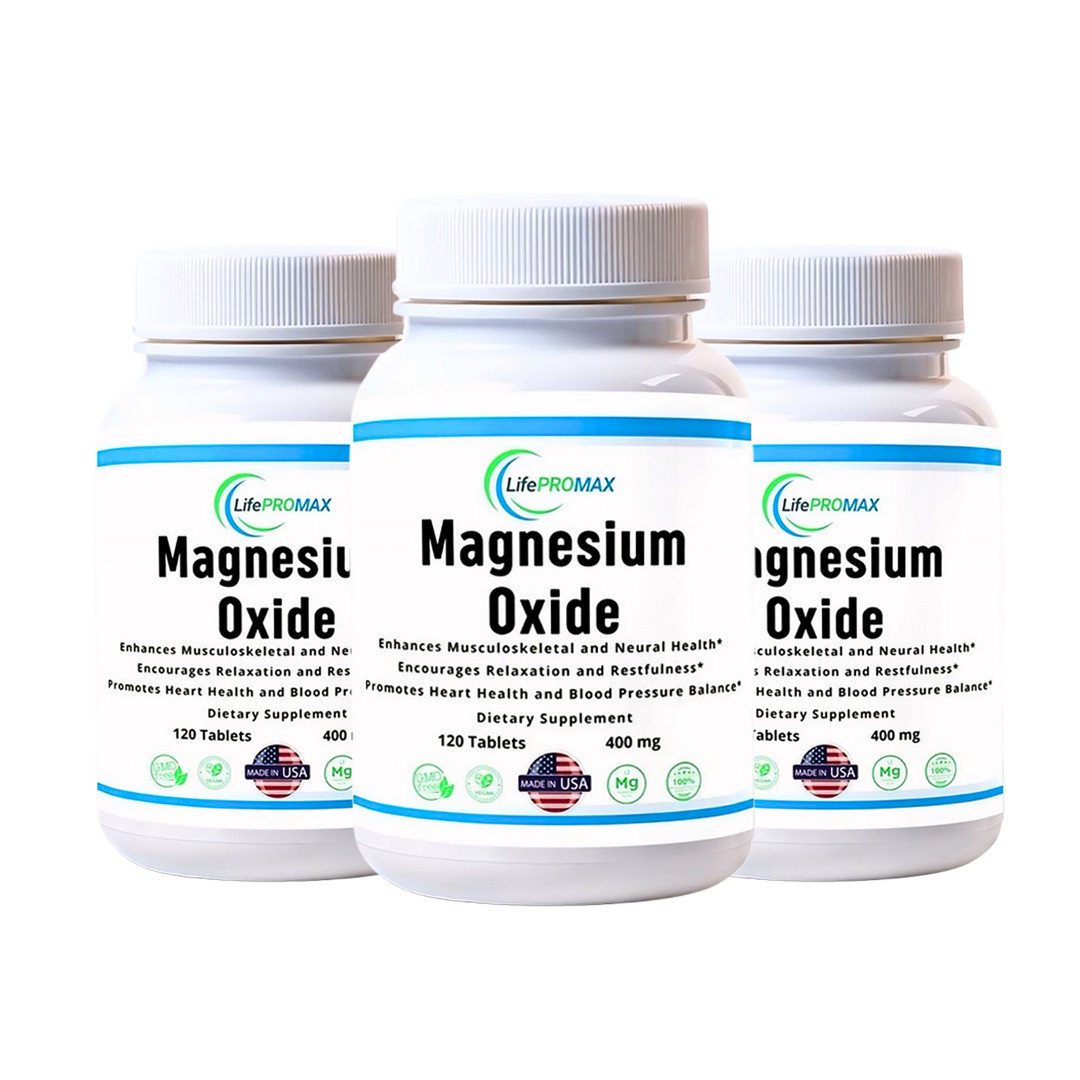 Magnesium 400mg 120 tablets Supplement – Magnesium Oxide for Immune Support 3 PK
