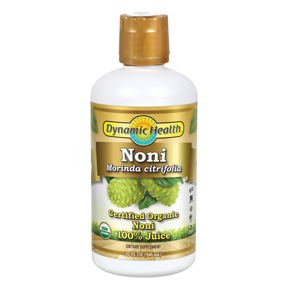 Dynamic Health Certified Organic Noni (Morinda citrifolia) | 32oz Plastic