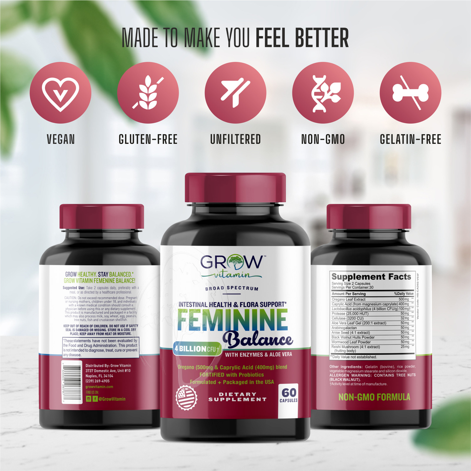 Balance Complex Vaginal Health Probiotics for Women Supplement NEW, 60 Capsules