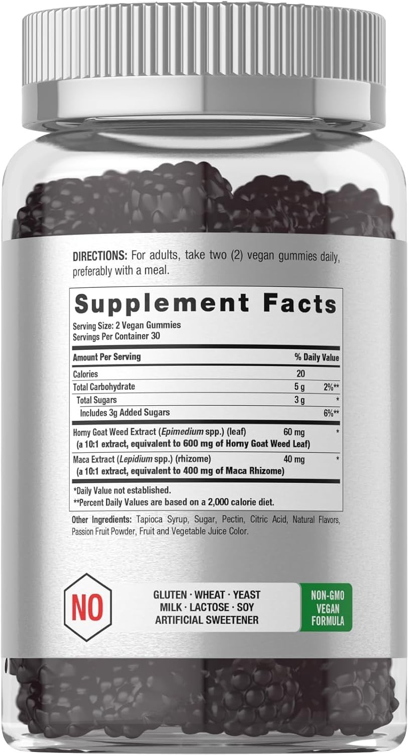 Horny Goat Weed Gummies – , Mixed Fruit, 60 Count with Maca for Vitality