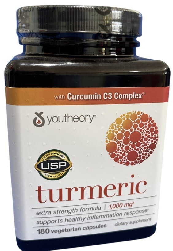 youtheory TURMERIC 1000mg. 180 Capsules. EXP: 10/24