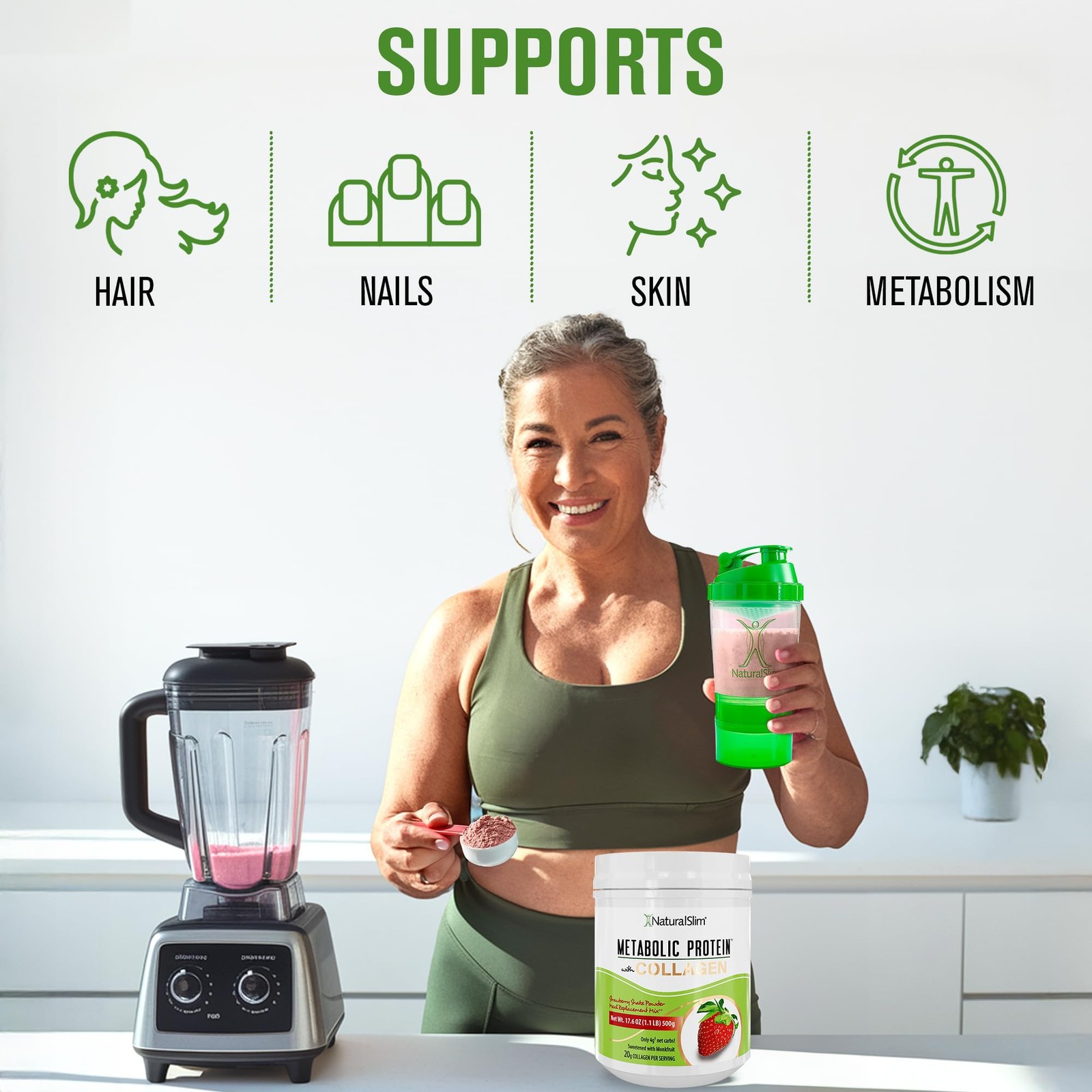 NaturalSlim Metabolic Protein Shake Powder with Collagen – Meal Replacement