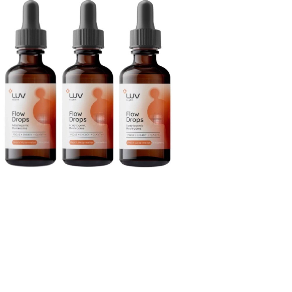 Mushroom Peach Health Flow Drops Adaptogen 1-5x Blend LUV Watermelon 1oz-