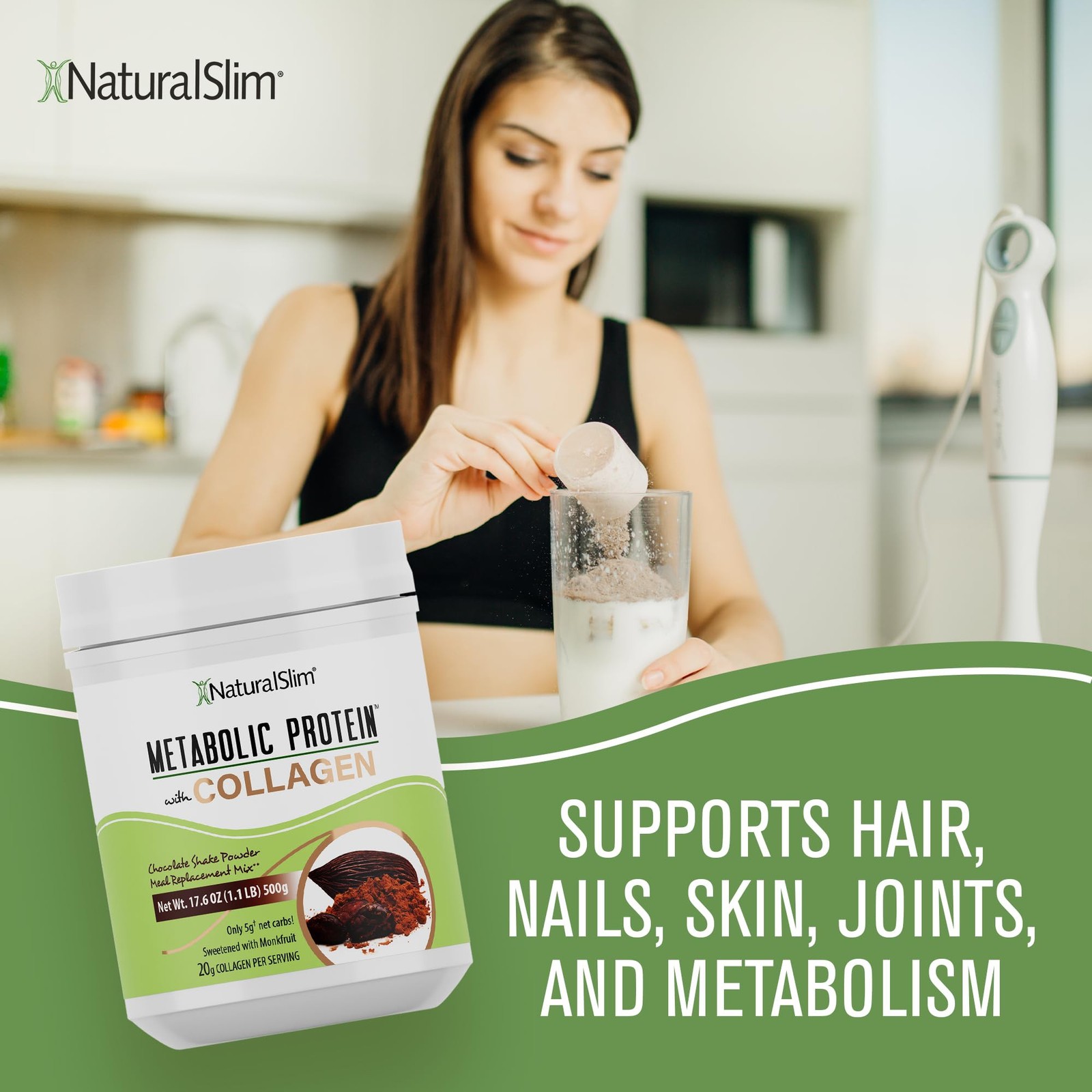 NaturalSlim Metabolic Protein Shake Powder with Collagen – Meal Replacement
